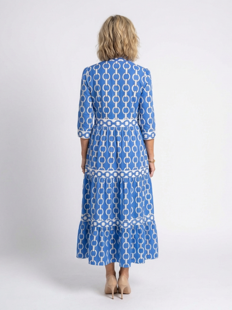 Claire | Midi dress with three-quarter sleeves and chain pattern