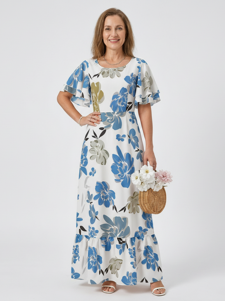 Abigail | Maxi dress with short sleeves and round neckline