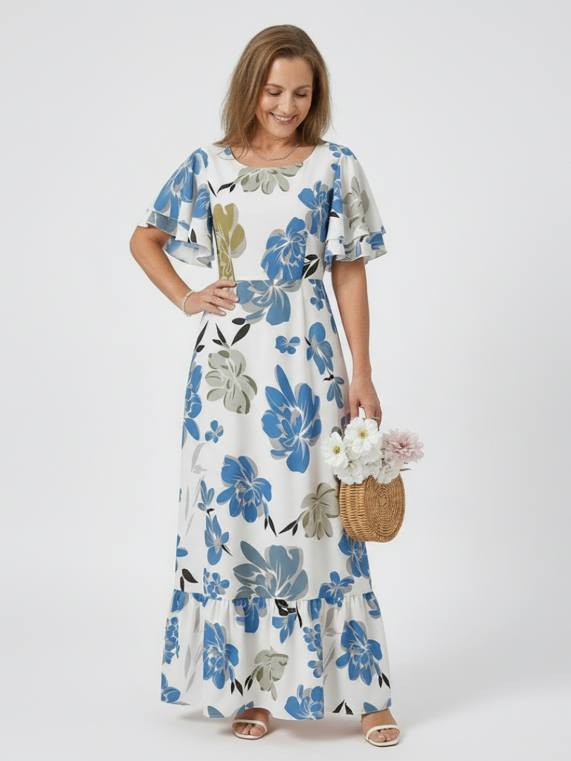 Abigail | Maxi dress with short sleeves and round neckline