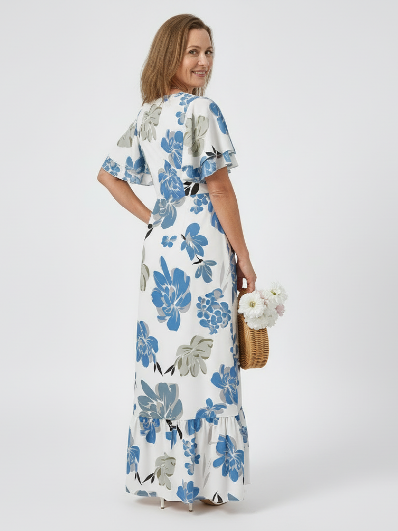 Abigail | Maxi dress with short sleeves and round neckline
