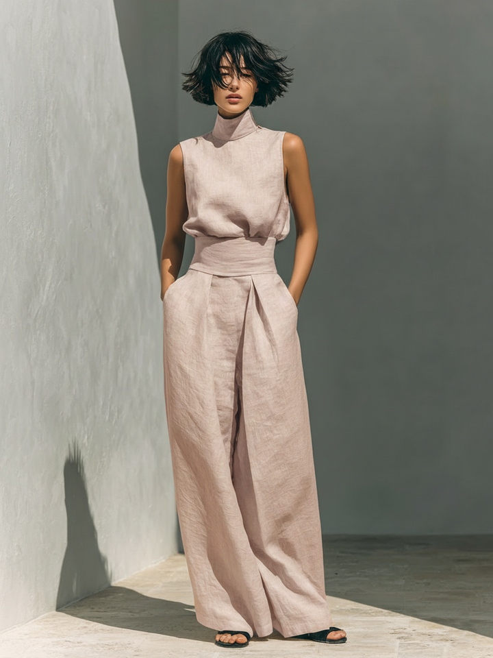 Diane | Cotton-Linen Set with Top and Wide Pants