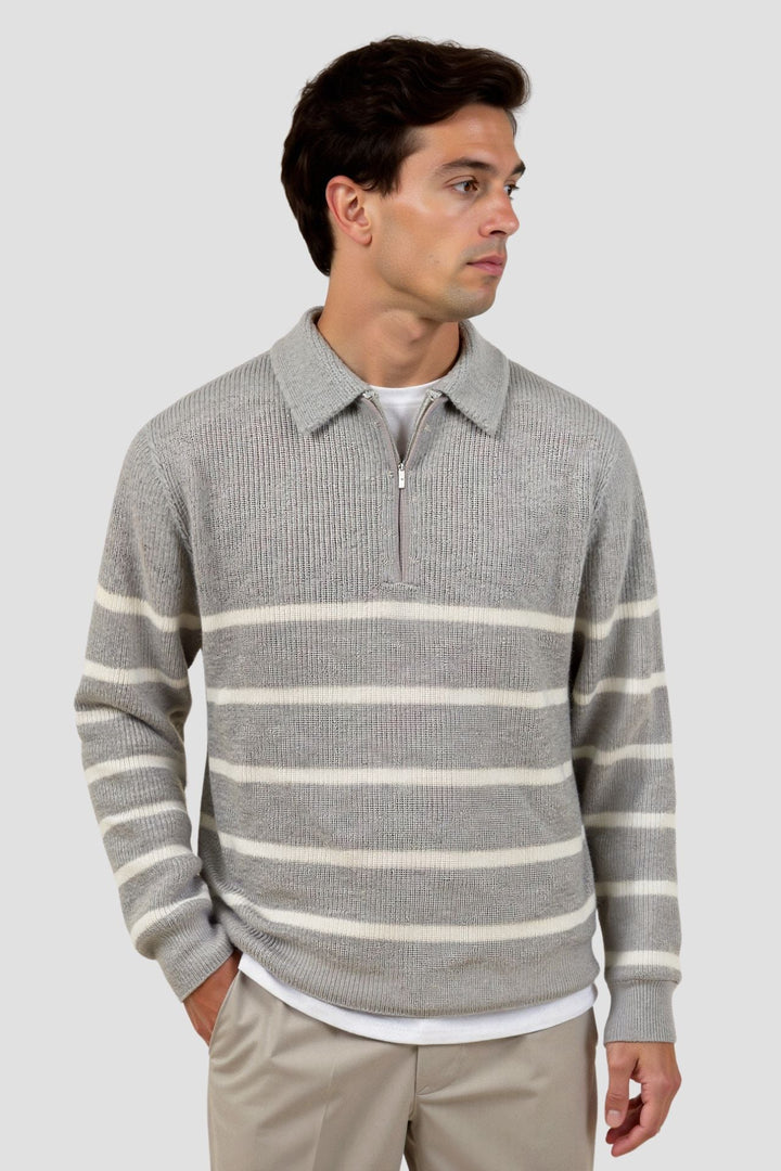 Neil - Striped Half-Zip Sweater