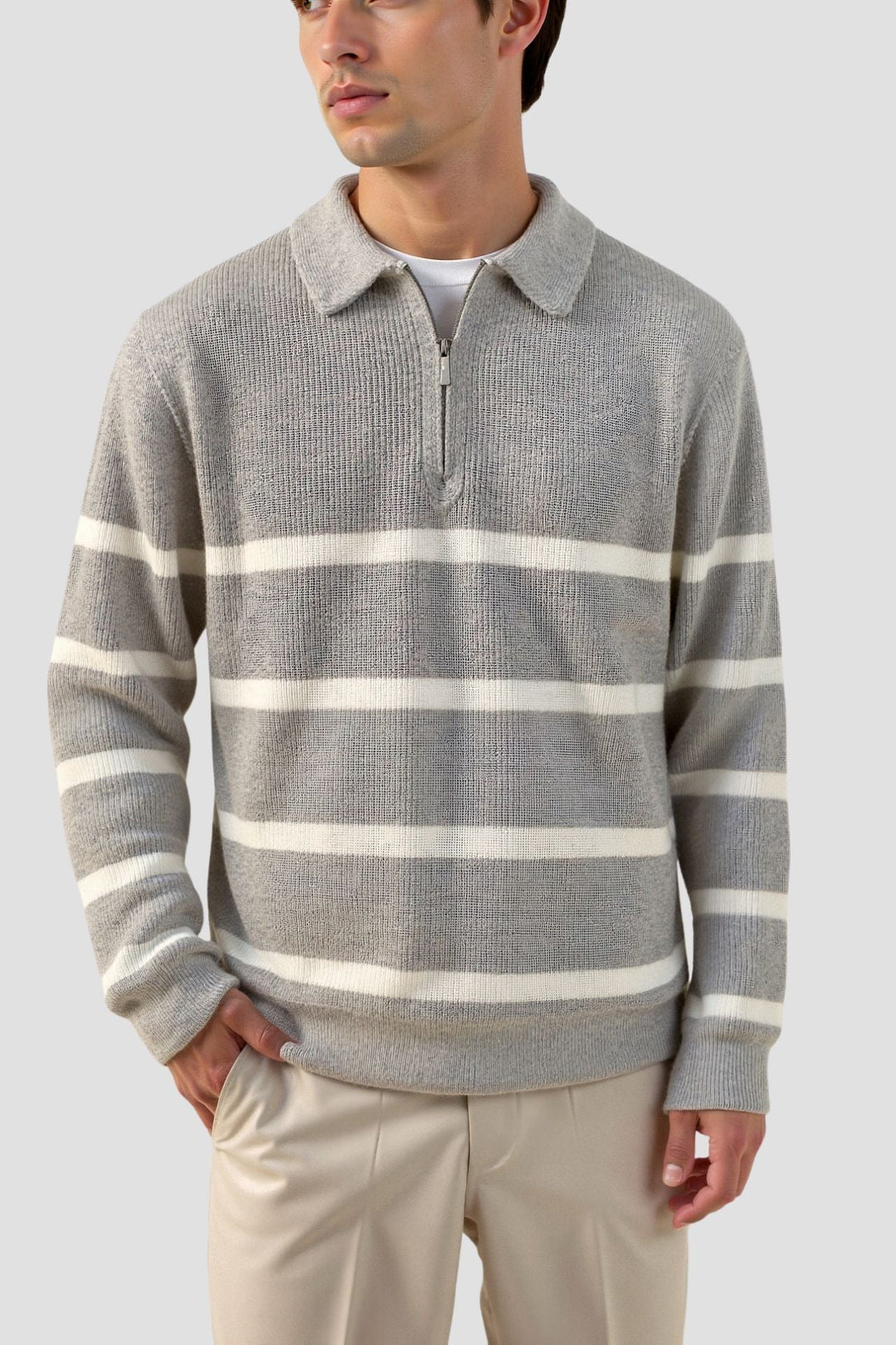 Neil - Striped Half-Zip Sweater