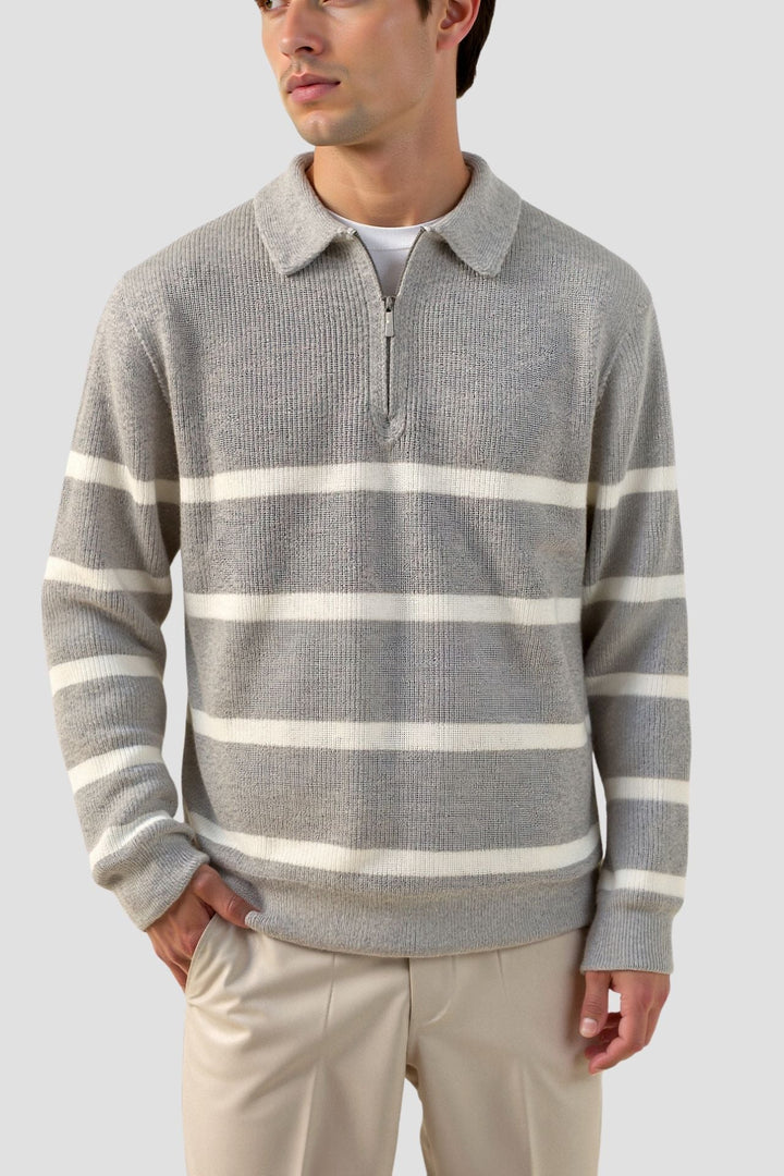 Neil - Striped Half-Zip Sweater
