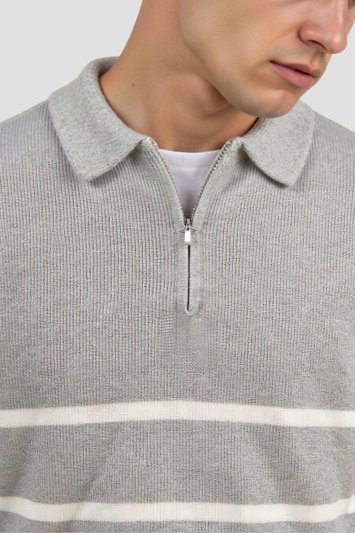 Neil - Striped Half-Zip Sweater