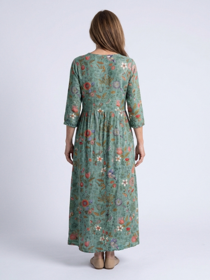 Morgan | Floral Maxi Dress with V-Neck and Three-Quarter Sleeves