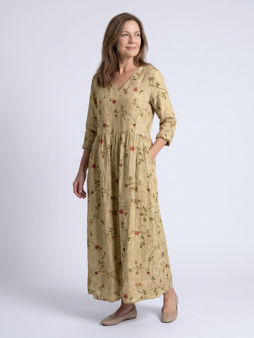 Morgan | Floral Maxi Dress with V-Neck and Three-Quarter Sleeves