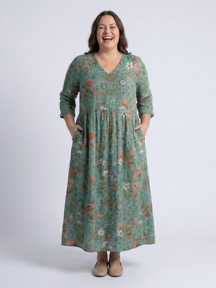 Morgan | Floral Maxi Dress with V-Neck and Three-Quarter Sleeves