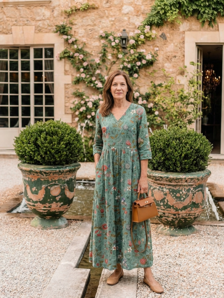 Morgan | Floral Maxi Dress with V-Neck and Three-Quarter Sleeves