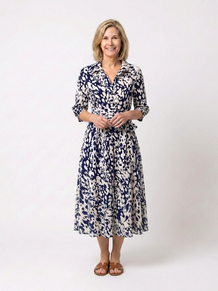 Brianna | Long Sleeve Midi Dress with Belt