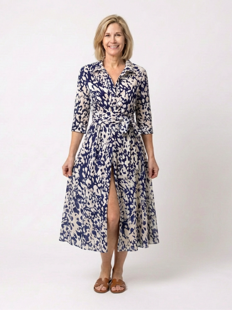 Brianna | Long Sleeve Midi Dress with Belt
