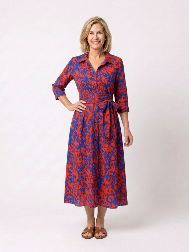 Brianna | Long Sleeve Midi Dress with Belt