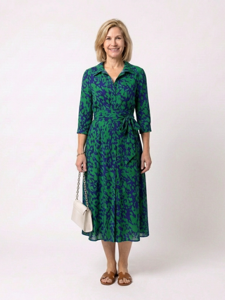 Brianna | Long Sleeve Midi Dress with Belt