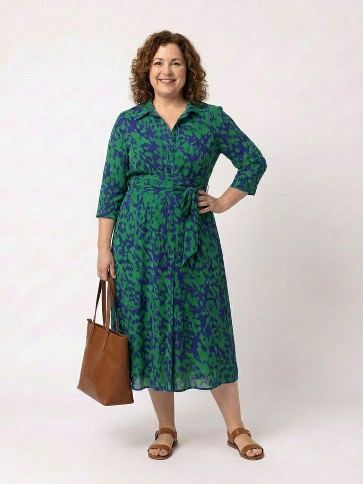Brianna | Long Sleeve Midi Dress with Belt
