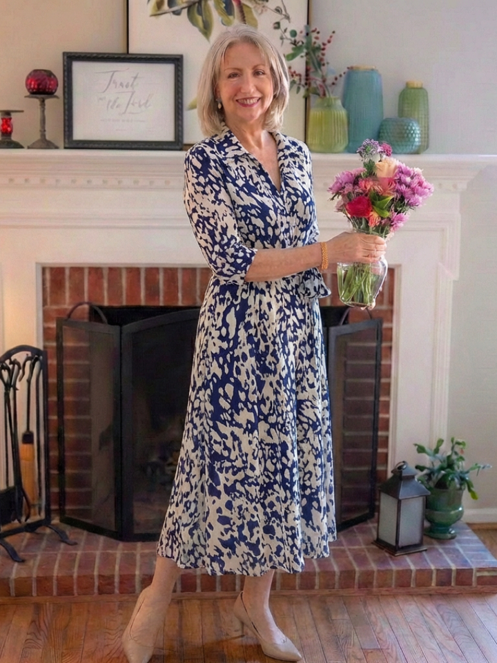Brianna | Long Sleeve Midi Dress with Belt