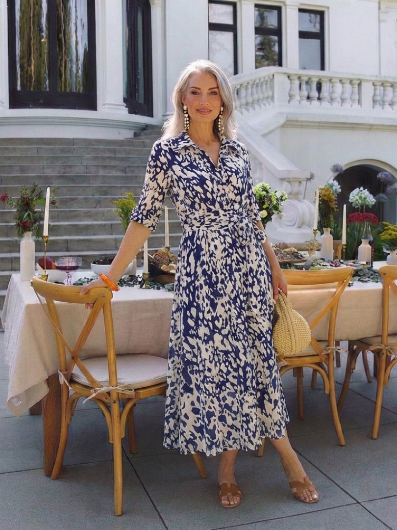 Brianna | Long Sleeve Midi Dress with Belt