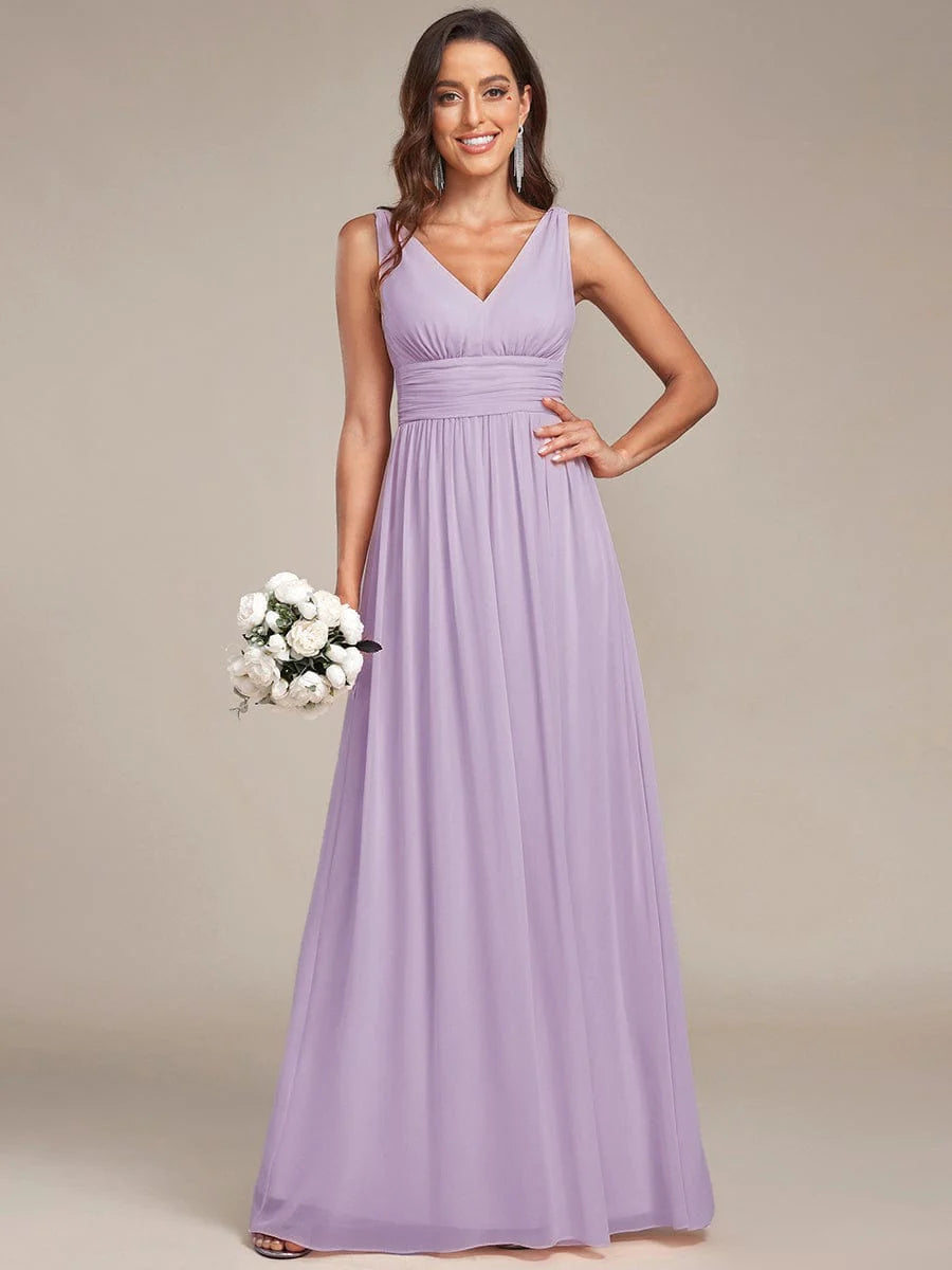 Vanessa | Sleeveless Pleated Party Dress with V-Neck