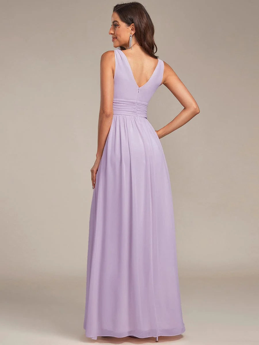 Vanessa | Sleeveless Pleated Party Dress with V-Neck