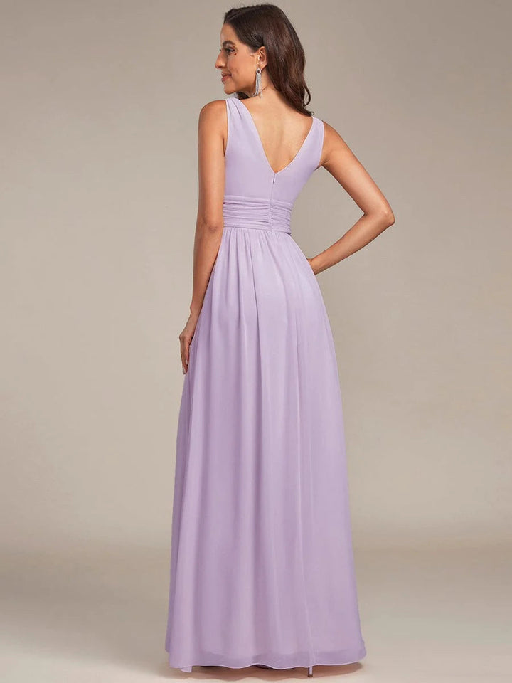Vanessa | Sleeveless Pleated Party Dress with V-Neck