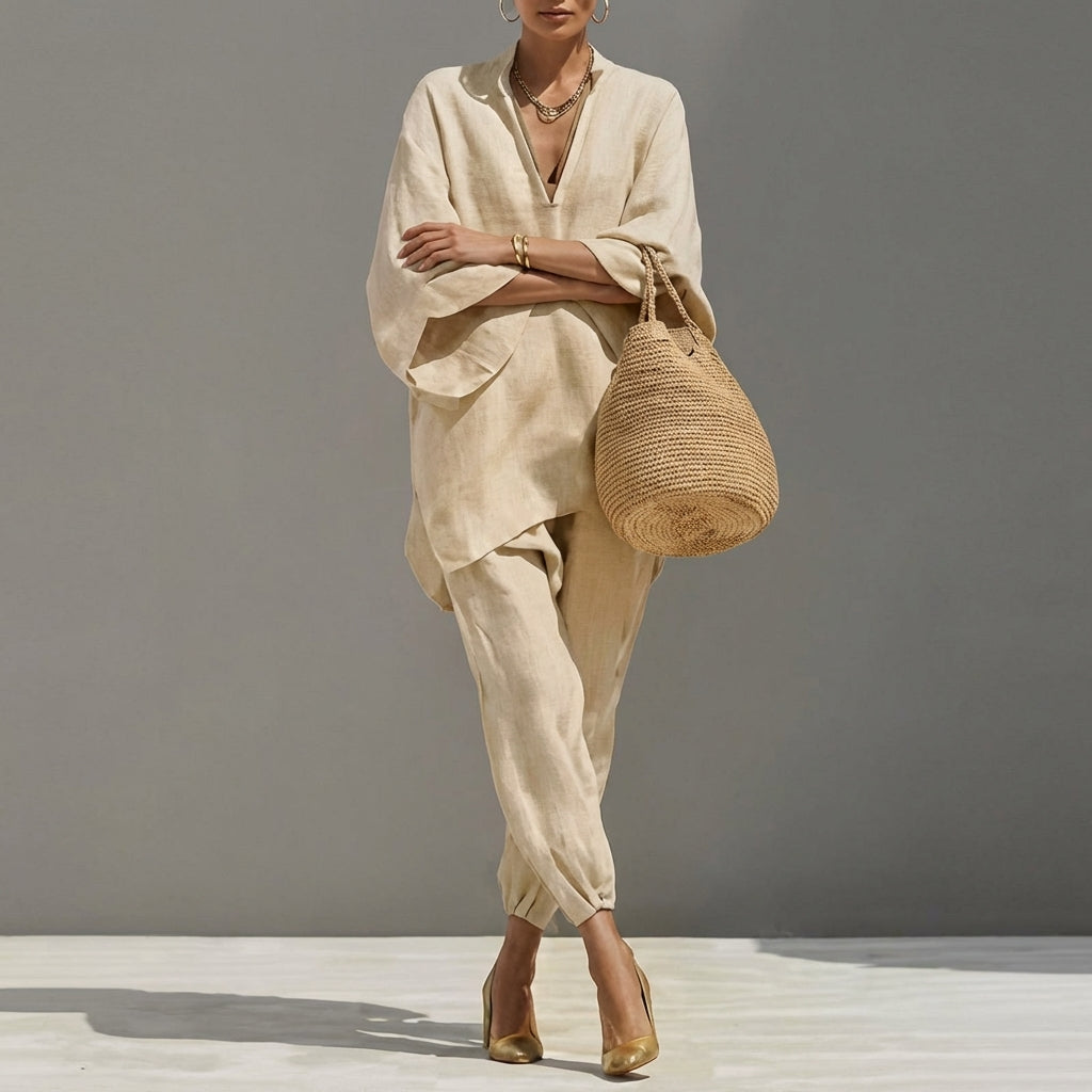 Rosalyn | Casual Two-Piece Set with V-Neck for Women