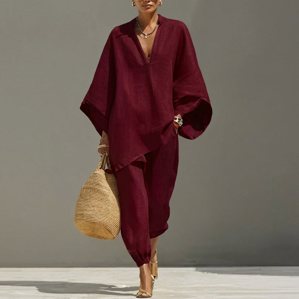 Rosalyn | Casual Two-Piece Set with V-Neck for Women