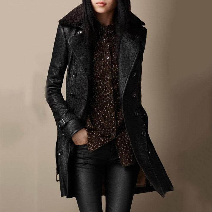 Joanie | Elegant 3/4 Coat in Leather