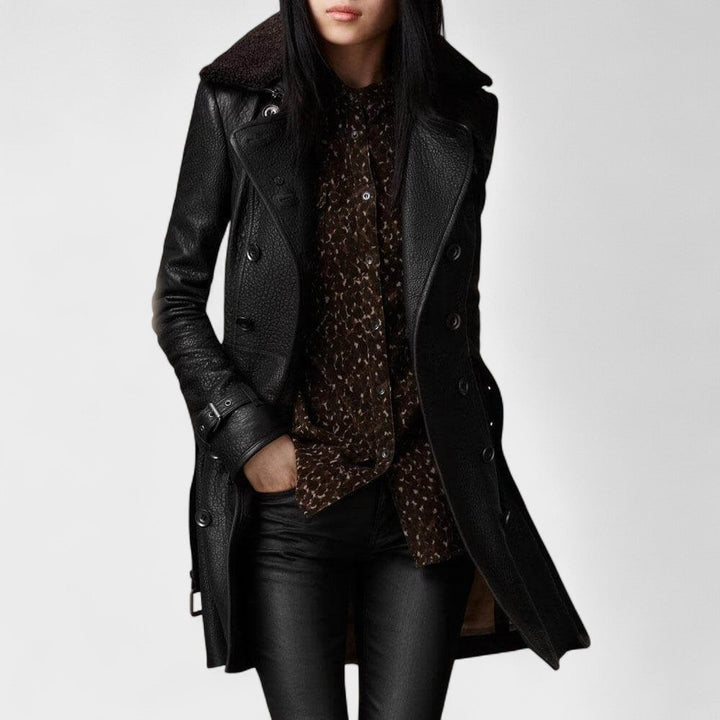 Joanie | Elegant 3/4 Coat in Leather