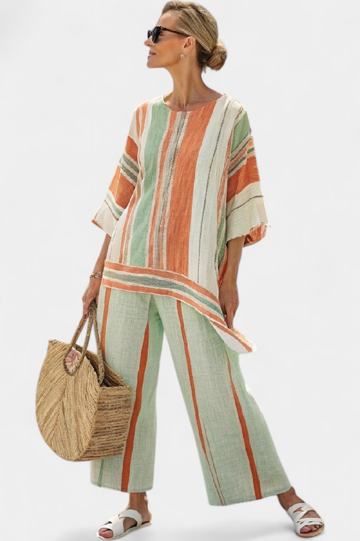 Delia | Linen Set with Stripes