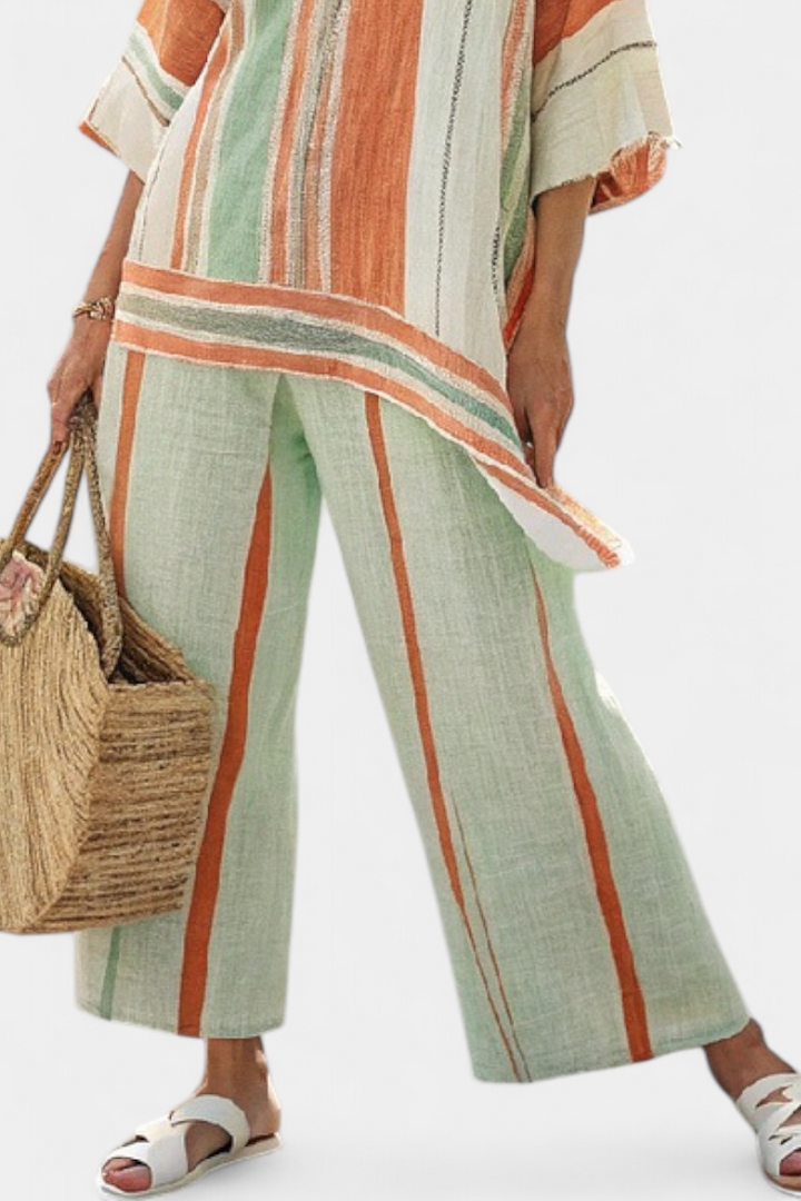 Delia | Linen Set with Stripes