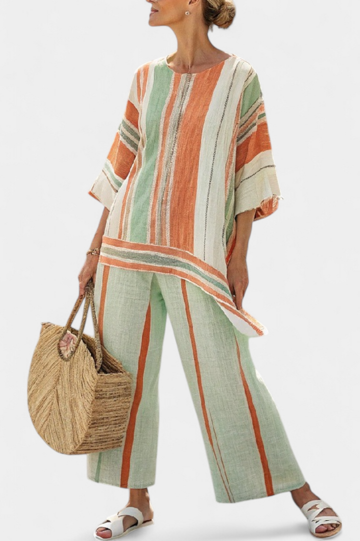 Delia | Linen Set with Stripes