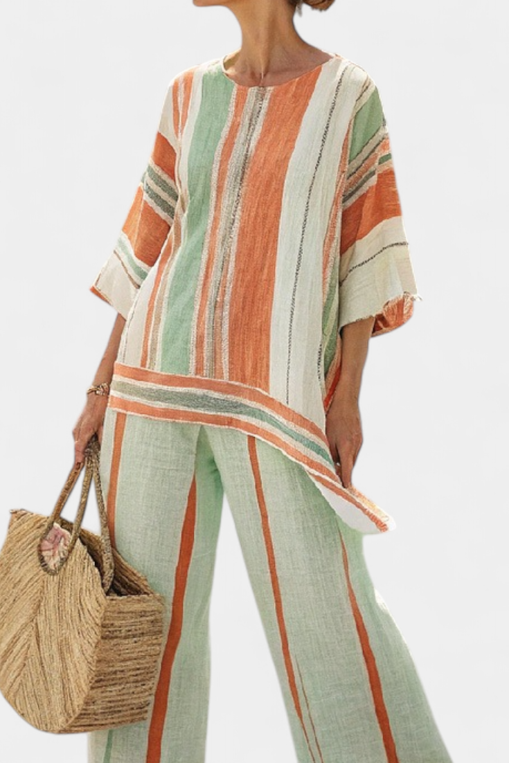 Delia | Linen Set with Stripes
