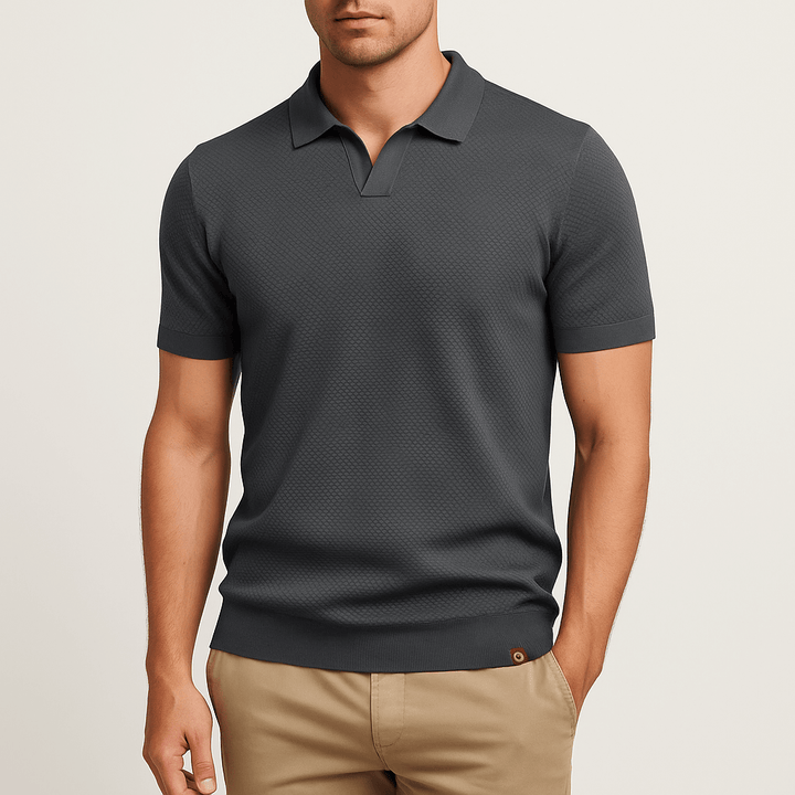 Textured Polyester Polo Shirt