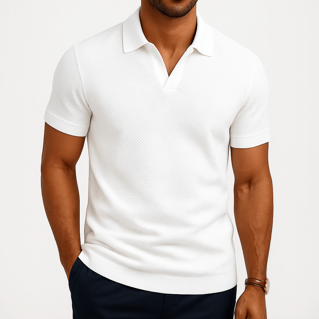 Textured Polyester Polo Shirt