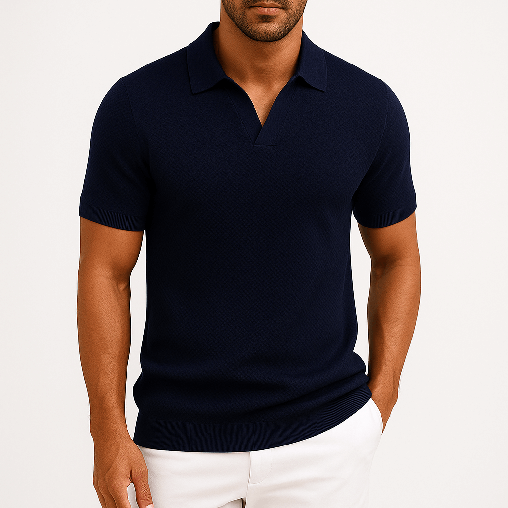 Textured Polyester Polo Shirt