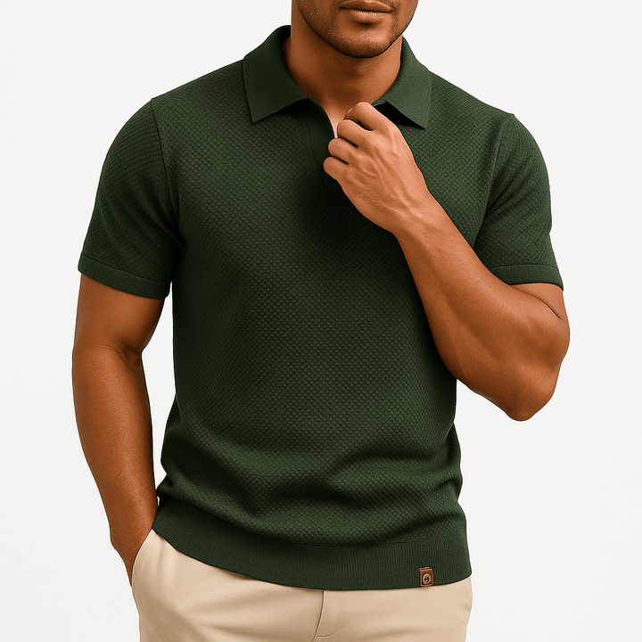 Textured Polyester Polo Shirt