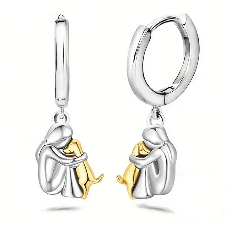 Dog Embrace - Earrings (Round Closure)