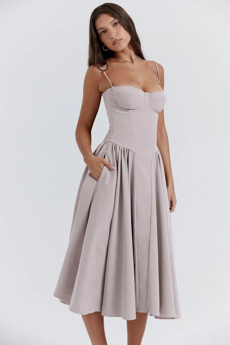 Josie | Sleeveless Bustier Midi Dress