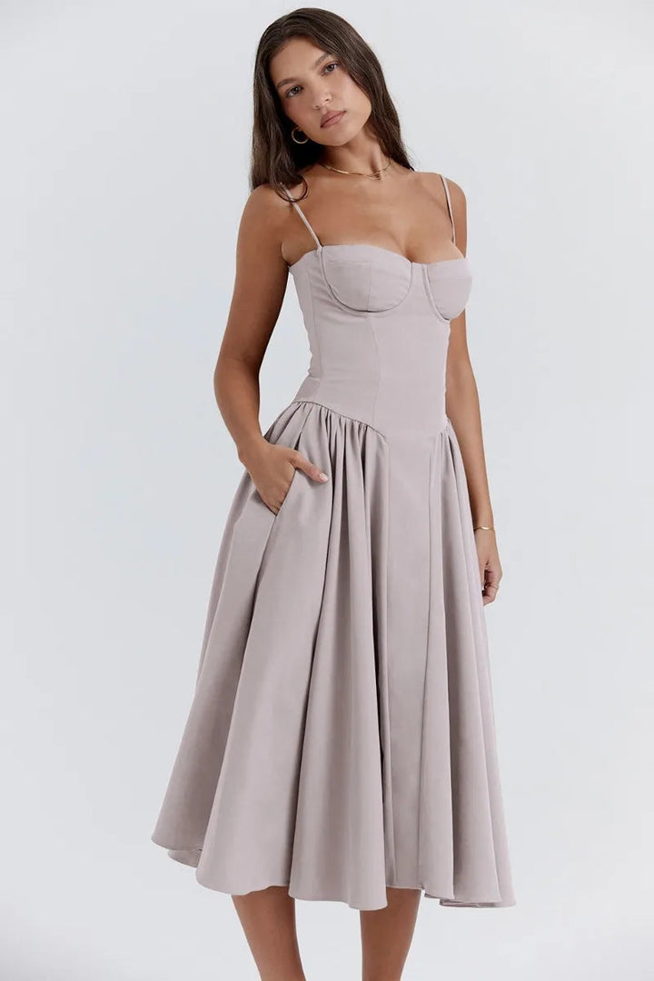 Josie | Sleeveless Bustier Midi Dress