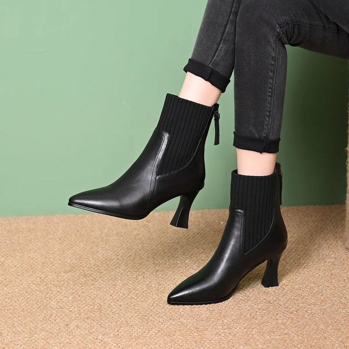 Clarene - Platform Boots in Leather