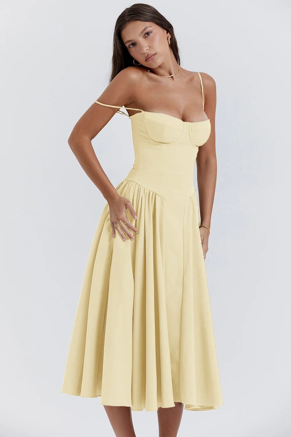 Josie | Sleeveless Bustier Midi Dress