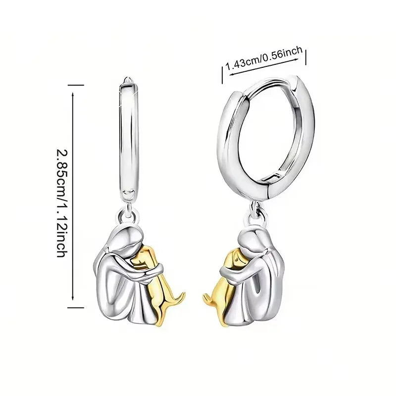 Dog Embrace - Earrings (Round Closure)