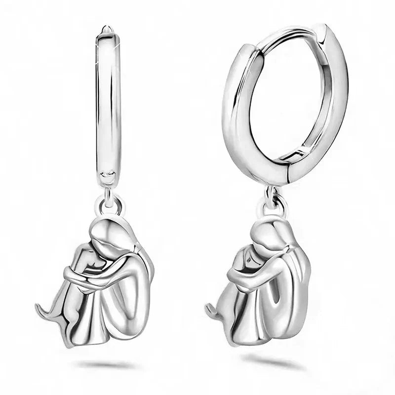 Dog Embrace - Earrings (Round Closure)