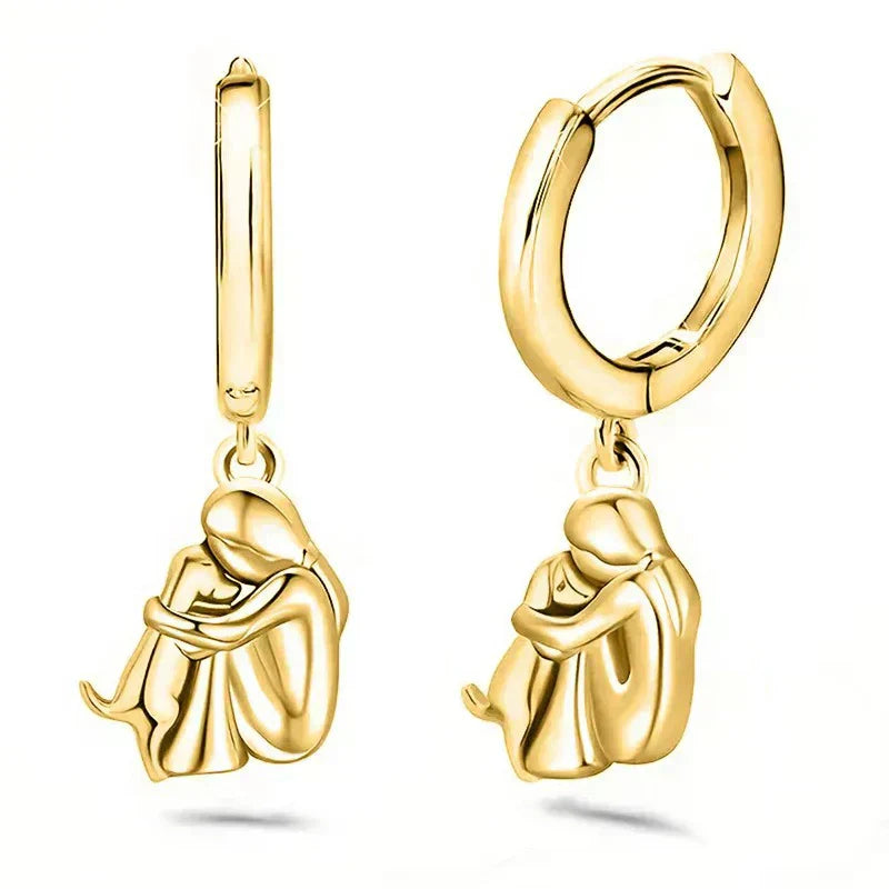 Dog Embrace - Earrings (Round Closure)