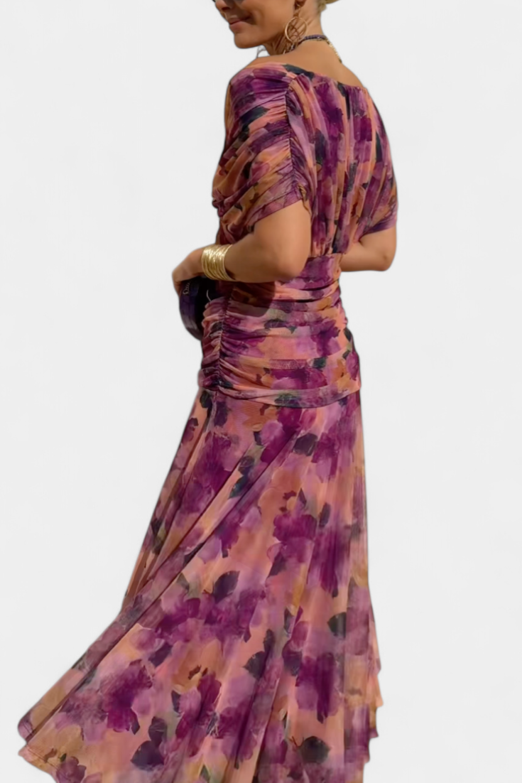 Chloe | Long Floral Dress with V-Neck