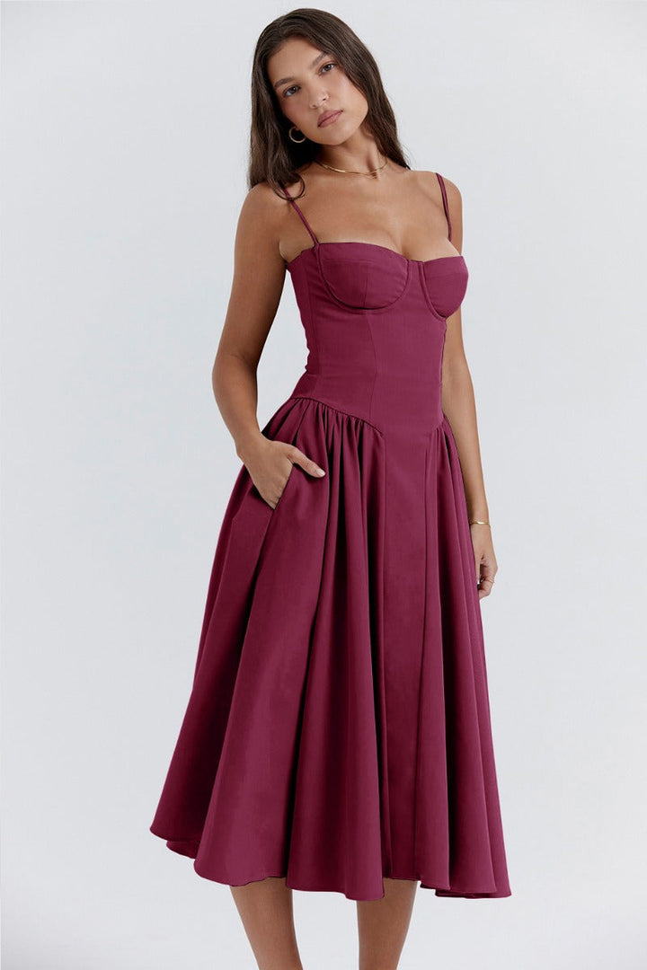 Josie | Sleeveless Bustier Midi Dress