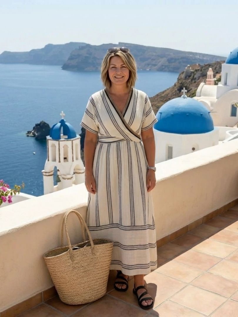 Kenzie | Short Sleeve V-Neck Midi Wrap Dress