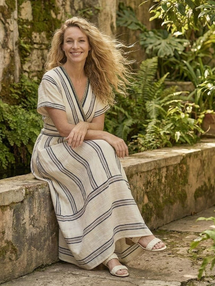 Kenzie | Short Sleeve V-Neck Midi Wrap Dress