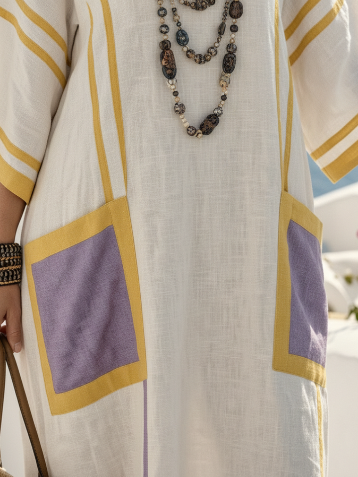 Charley | Maxi dress with short sleeves and V-neck