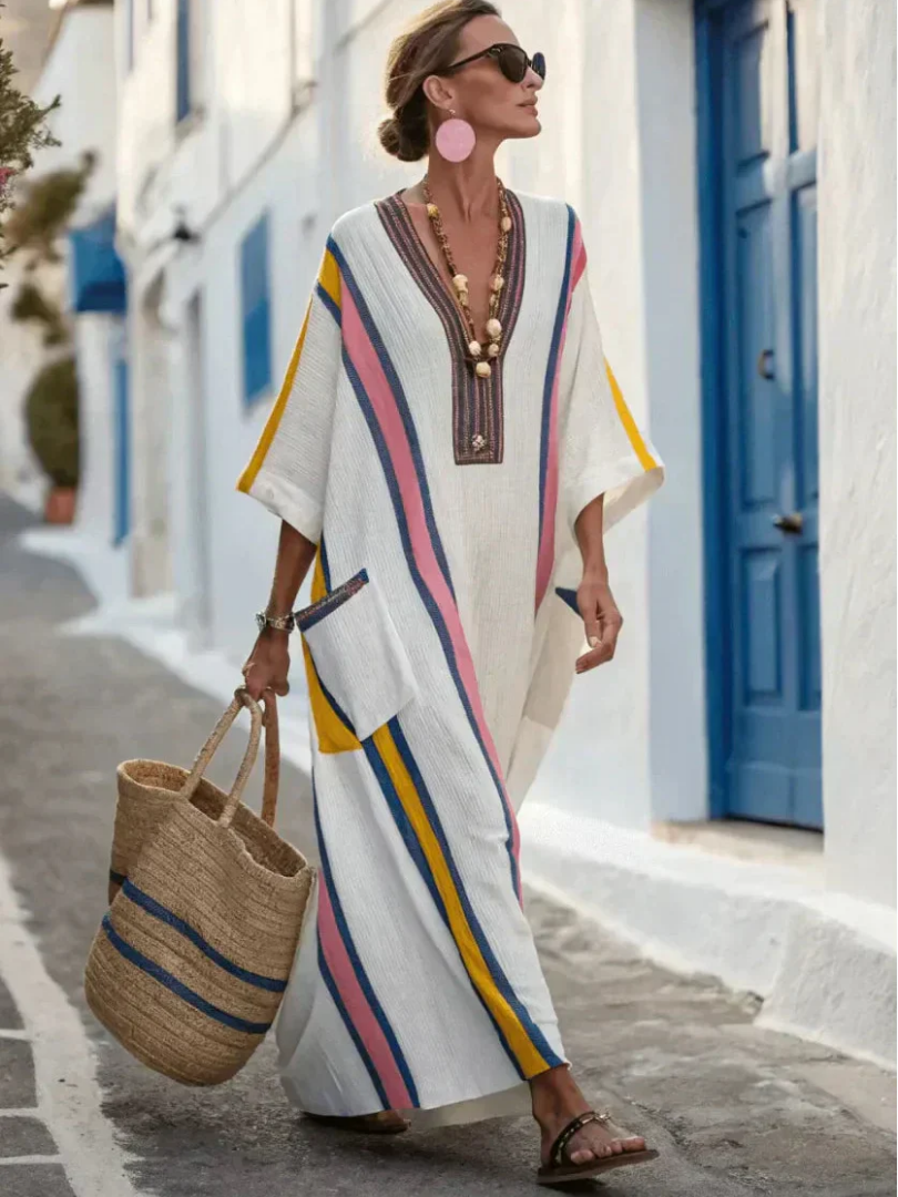 Melanie | Maxi dress with mid-length sleeves and V-neck
