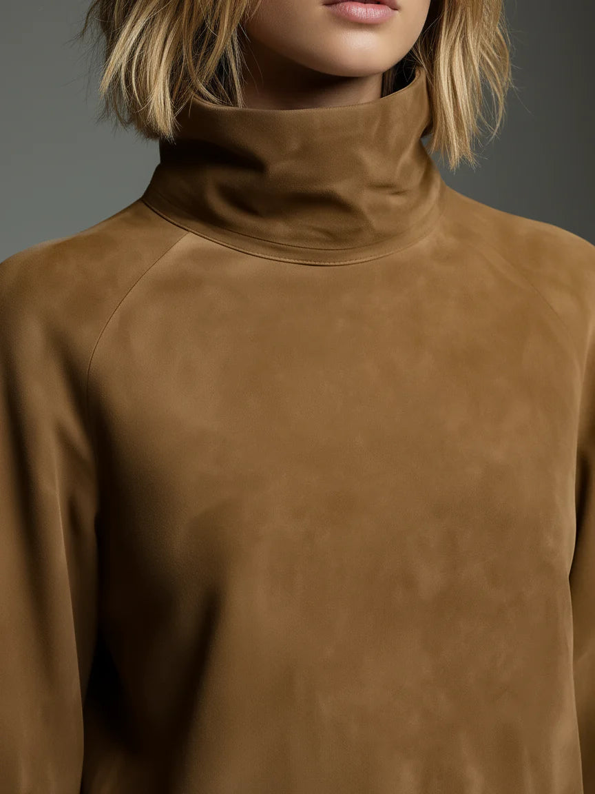 Camryn | Mini Dress in Suede-Like Fabric with High Collar